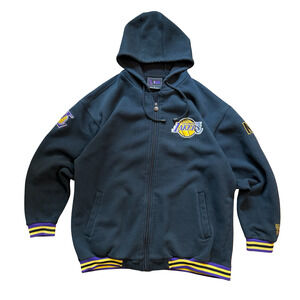 Vintage Y2K LA Lakers USG NBA Hoodie Jacket Large Made Korea Full Zip Black